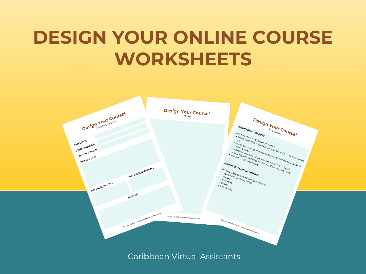 worksheets to design an online course